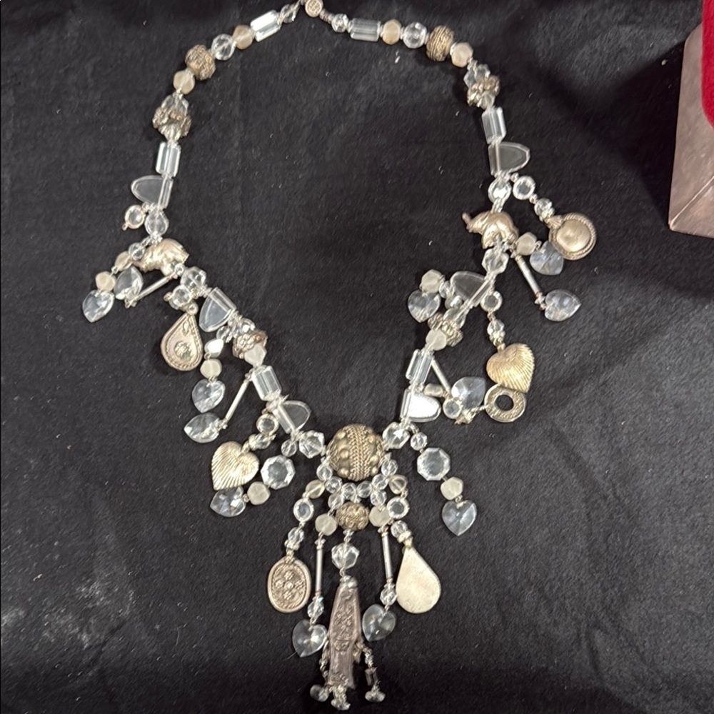 Elegant Silver and Gold Charm Necklace